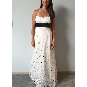 Black and White Floor Length Prom Dress